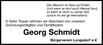 Traueranzeige von Georg Schmidt von Hersbrucker Zeitung
