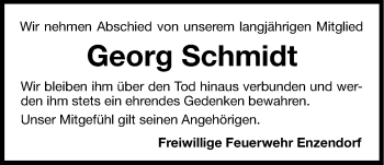 Traueranzeige von Georg Schmidt von Hersbrucker Zeitung