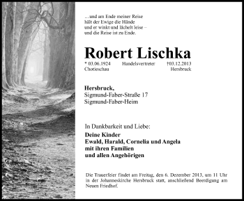 Traueranzeige von Robert Lischka von Hersbrucker Zeitung