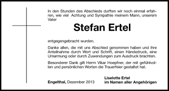 Traueranzeige von Stefan Ertel von Hersbrucker Zeitung