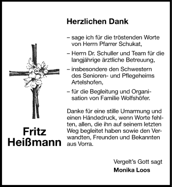 Traueranzeige von Fritz Heißmann von Hersbrucker Zeitung