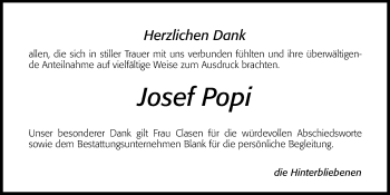 Traueranzeige von Josef Popi von Hersbrucker Zeitung