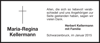 Traueranzeige von Maria-Regina Kellermann von Der Bote