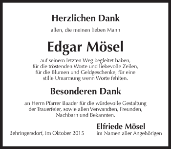 Traueranzeige von Edgar Mösel von N-Land
