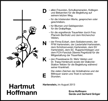 Traueranzeige von Hartmut Hoffmann von Hersbrucker Zeitung