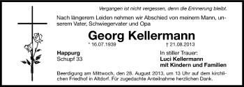 Traueranzeige von Georg Kellermann von Hersbrucker Zeitung