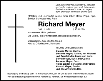 Traueranzeige von Richard Meyer von Hersbrucker Zeitung