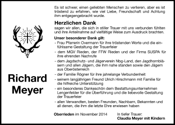 Traueranzeige von Richard Meyer von Hersbrucker Zeitung