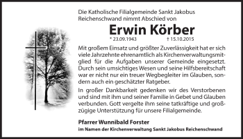 Traueranzeige von Erwin Körber von Hersbrucker Zeitung