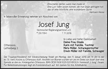 Traueranzeige von Josef Jung von Pegnitz-Zeitung