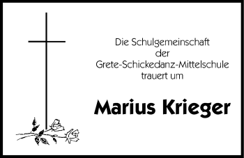 Traueranzeige von Marius Krieger von Hersbrucker Zeitung