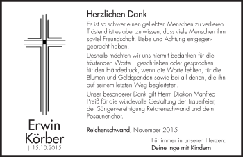Traueranzeige von Erwin Körber von Hersbrucker Zeitung