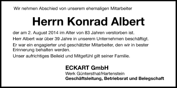 Traueranzeige von Konrad Albert von Hersbrucker Zeitung