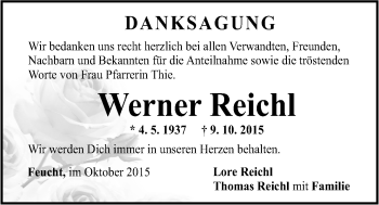 Traueranzeige von Werner Reichl von Der Bote