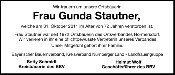 Traueranzeige von Gunda Stautner von Hersbrucker Zeitung