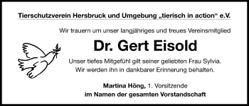 Traueranzeige von Gert Eisold von Hersbrucker Zeitung