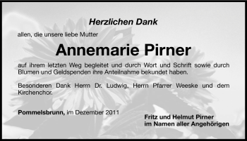Traueranzeige von Annemarie Pirner von Hersbrucker Zeitung