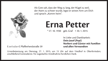 Traueranzeige von Erna Petter von Der Bote