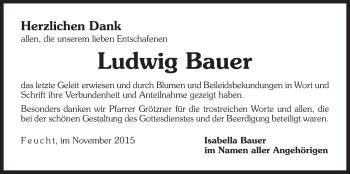 Traueranzeige von Ludwig Bauer von Der Bote