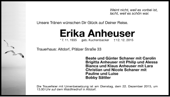 Traueranzeige von Erika Anheuser von Der Bote