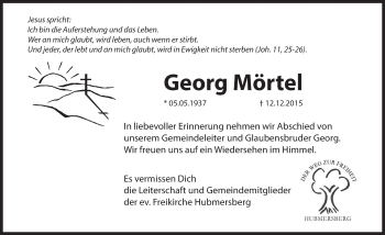 Traueranzeige von Georg Mörtel von Hersbrucker Zeitung