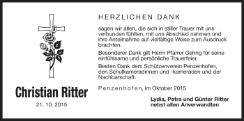 Traueranzeige von Christian Ritter von Der Bote