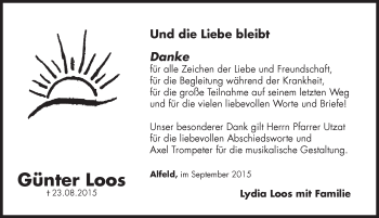 Traueranzeige von Günter Loos von Hersbrucker Zeitung
