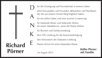 Traueranzeige von Richard Pörner von Pegnitz-Zeitung