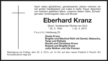 Traueranzeige von Eberhard Kranz von Der Bote
