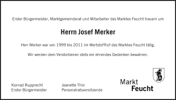 Traueranzeige von Josef Merker von Der Bote