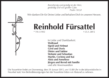 Traueranzeige von Reinhold Fürsattel von Pegnitz-Zeitung