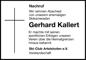 Traueranzeige von Gerhard Kallert von Hersbrucker Zeitung