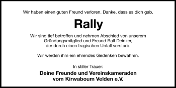 Traueranzeige von Ralf Deinzer von Hersbrucker Zeitung