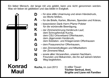 Traueranzeige von Konrad Maul von Hersbrucker Zeitung