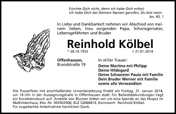 Traueranzeige von Reinhold Kölbel von Hersbrucker Zeitung