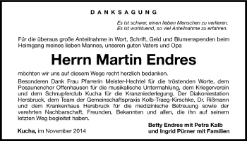 Traueranzeige von Martin Endres von Hersbrucker Zeitung