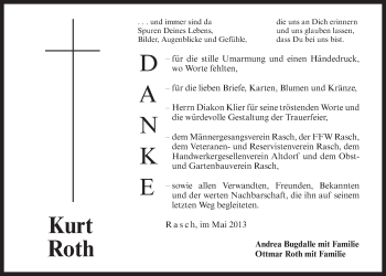 Traueranzeige von Kurt Roth von Der Bote