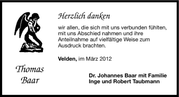 Traueranzeige von Thomas Baar von Hersbrucker Zeitung