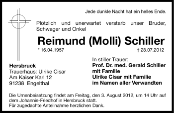 Traueranzeige von Reimund Schiller von Hersbrucker Zeitung