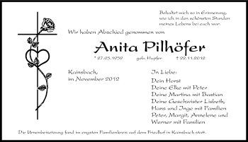 Traueranzeige von Anita Pilhöfer von Hersbrucker Zeitung