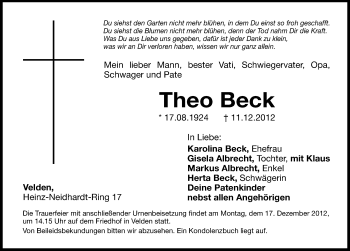 Traueranzeige von Theo Beck von Hersbrucker Zeitung