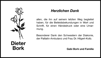 Traueranzeige von Dieter Bork von Hersbrucker Zeitung