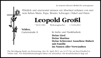 Traueranzeige von Leopold Großl von Hersbrucker Zeitung