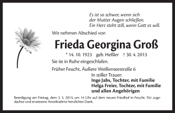 Traueranzeige von Frieda Georgina Groß von Der Bote
