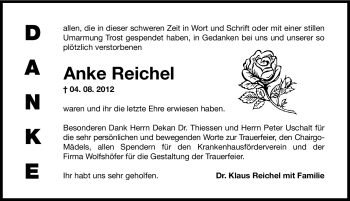 Traueranzeige von Anke Reichel von Hersbrucker Zeitung