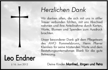 Traueranzeige von Leo Endner von Hersbrucker Zeitung