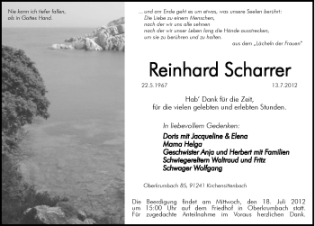 Traueranzeige von Reinhard Scharrer von Hersbrucker Zeitung