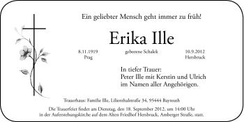 Traueranzeige von Erika Ille von Hersbrucker Zeitung