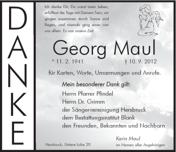 Traueranzeige von Georg Maul von Hersbrucker Zeitung