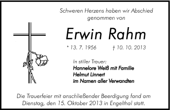 Traueranzeige von Erwin Rahm von Hersbrucker Zeitung